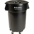 Global Industrial Plastic Trash Can with Lid & Dolly, 44 Gallon Black 240462BKB